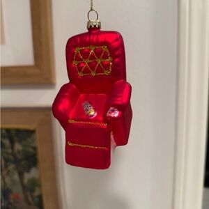 Red Armchair Recliner Blown glass Ornament